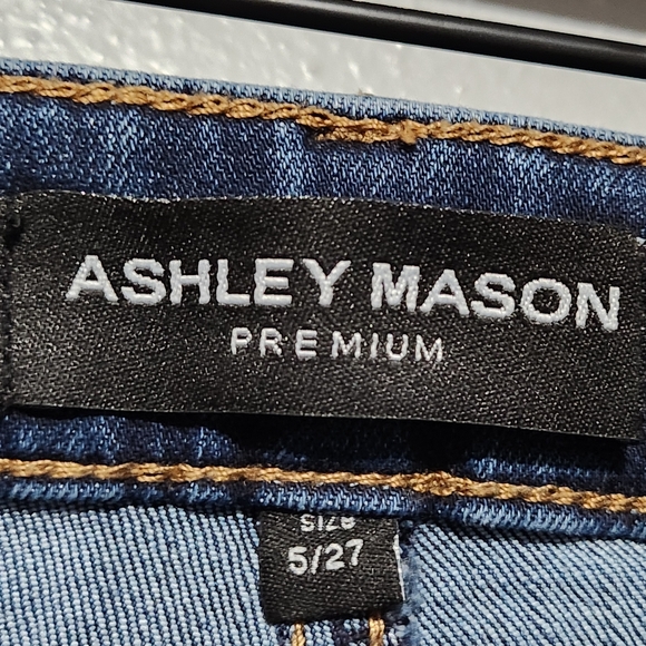 ASHLEY MASON Womens Juniors Size 5/27 Dark Wash Bootcut Embroidered Y2K Festival - Picture 4 of 13